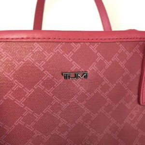 Tumi Raspberry Red Patterned Travel Tote with Trolley Passthrough